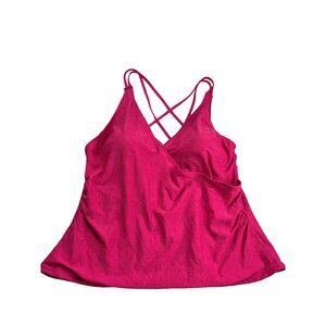 Tropical Escape Womens Tankini Swim Top Vivacious Pink Strappy Back Size 24 New